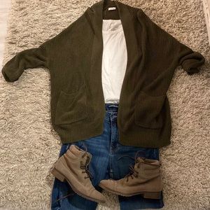 Olive green Debut sweater/ cardigan